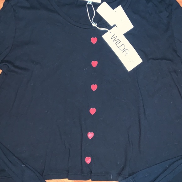 NWT Wildfox Long Sleeve A-Line Heart Shirt - Picture 2 of 5